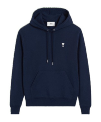 Ami Alexandre Mattiussi Heart Hoodie Kangaroo Pockets In Black