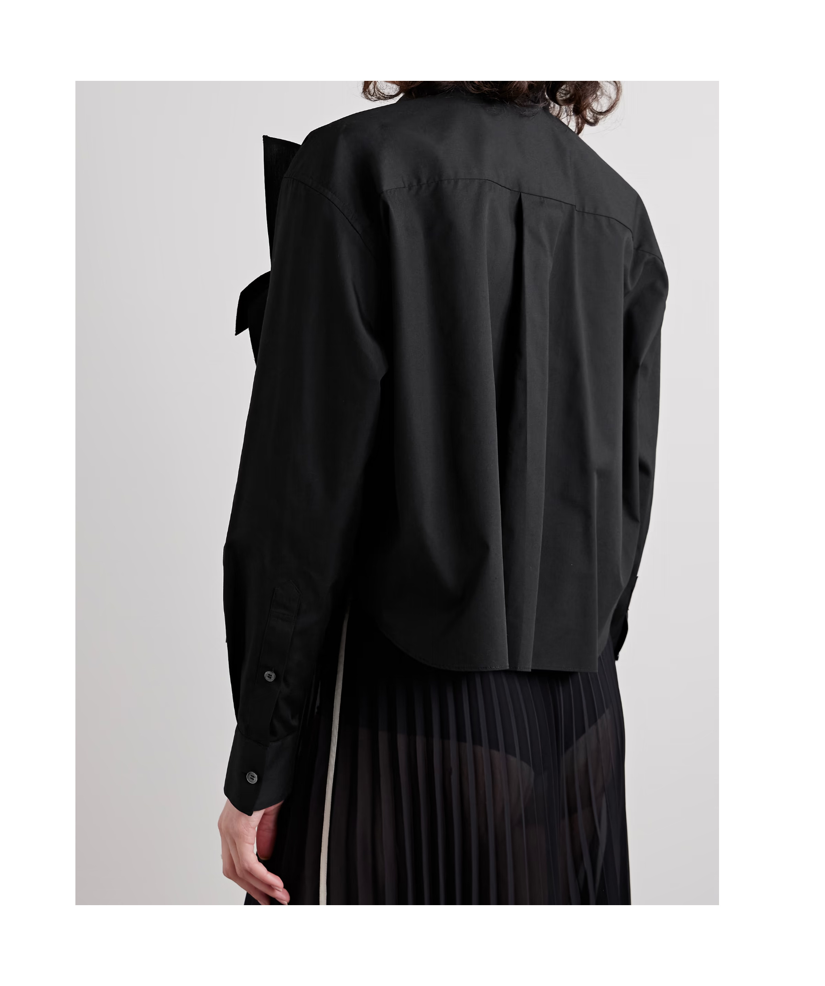 Sacai Pleated Long-sleeved Shirt In Black