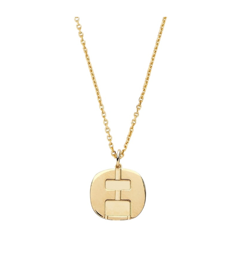 Ferragamo Brand Logo Pendant Necklace In Yellow