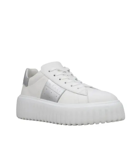 Hogan H-stripes Leather Platform Sneakers In White