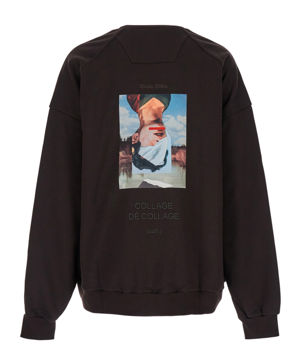 Juunj Brown Oversized Sweatshirt With Graphic Print In Black