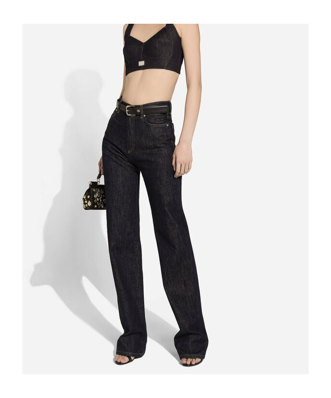 Dolce & Gabbana `flower Power` 5-pocket Jeans In Black