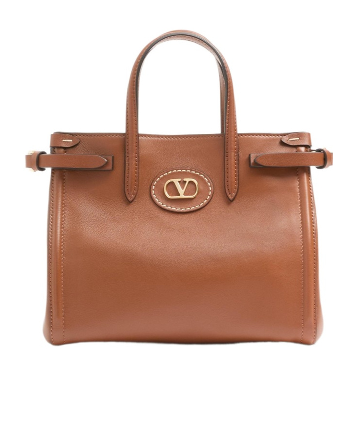 Valentino Garavani Brown Leather Antibes Shopping Bag