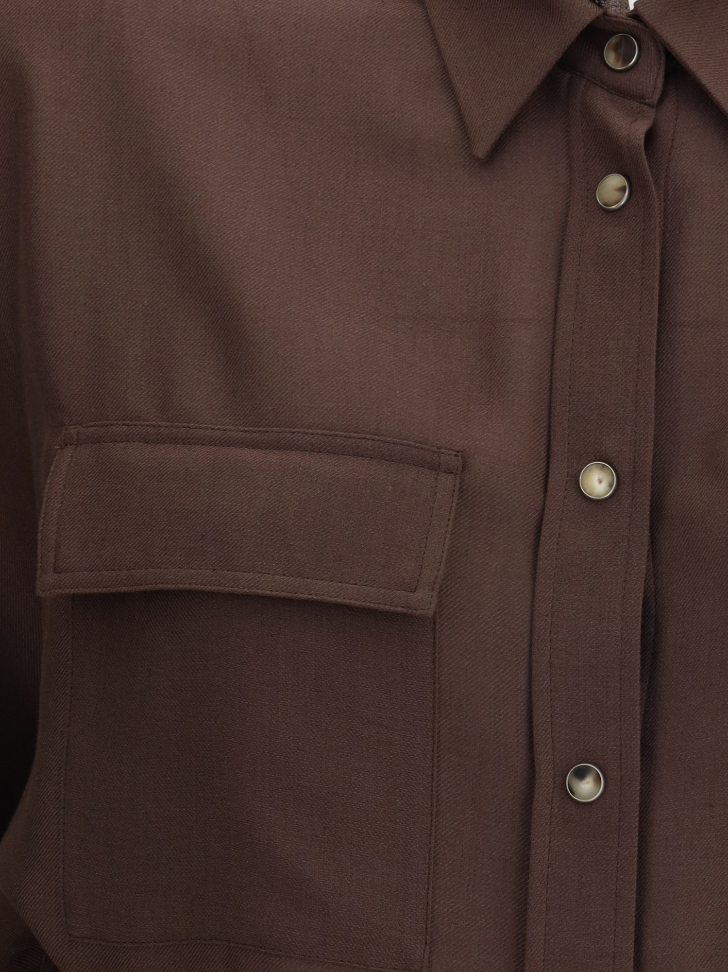 Brunello Cucinelli Long-sleeved Straight-hem Shirt In Brown