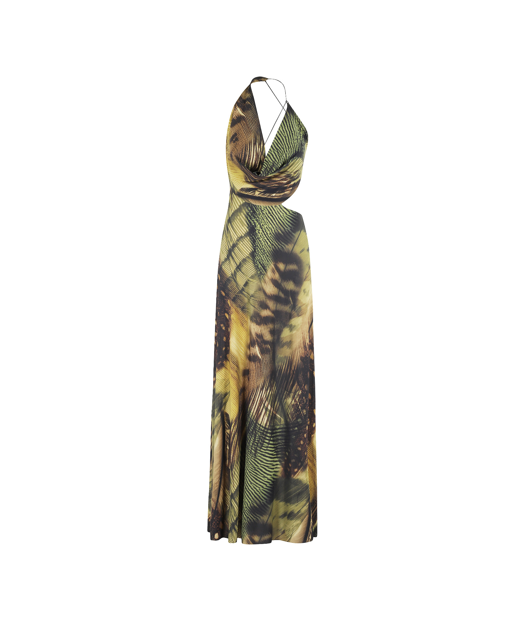 Amazuìn Amazuin Jungle Print Long Dress With Plunging Neckline In Multicolor