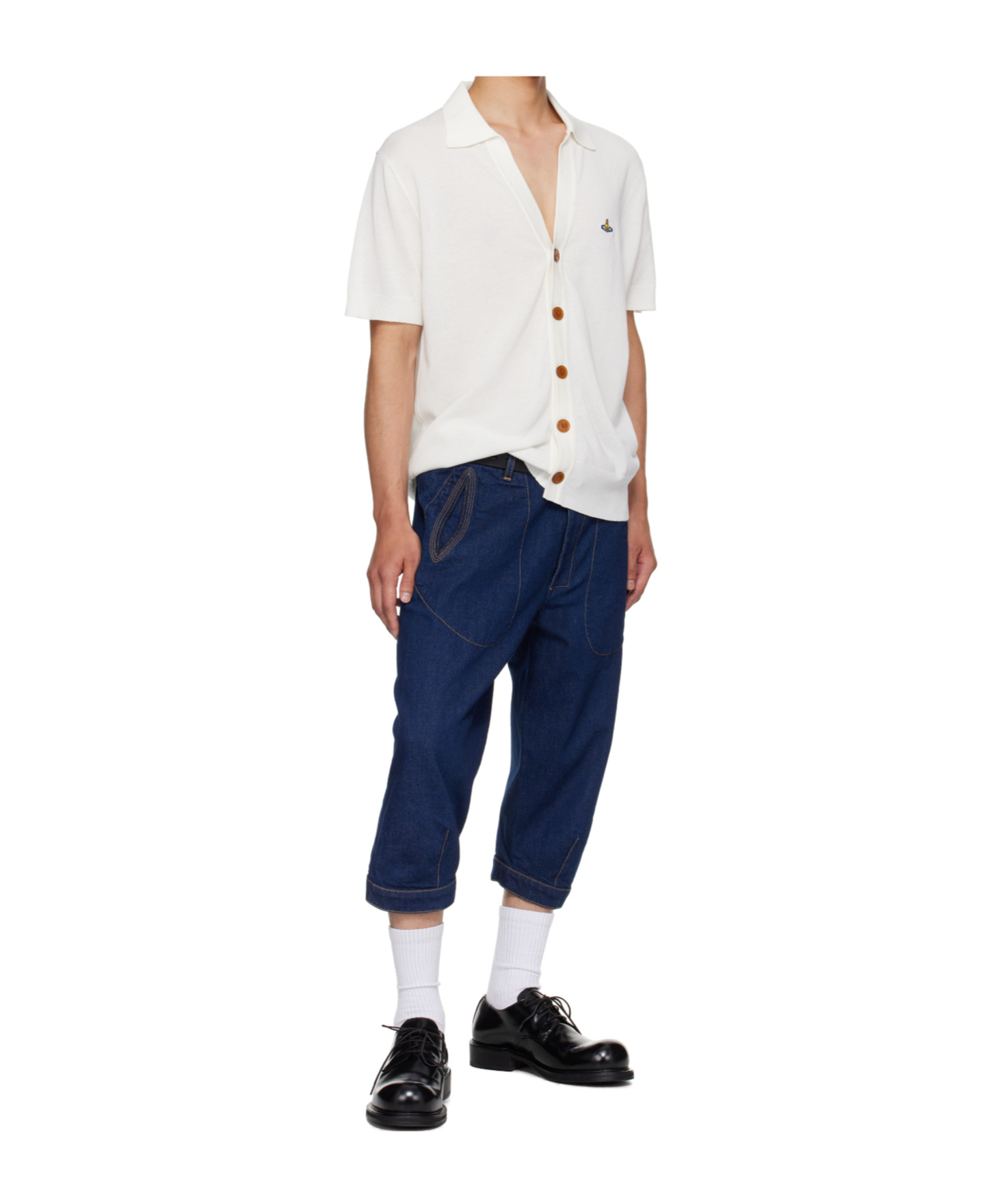 Vivienne Westwood White Cotton Polo Cardigan In White