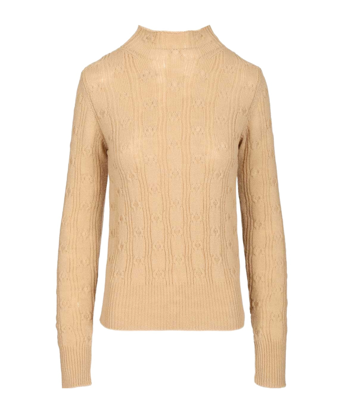 Dries Van Noten 09260-tessy 2707 Mock Neck Sweater Knitwear Beige In Pink