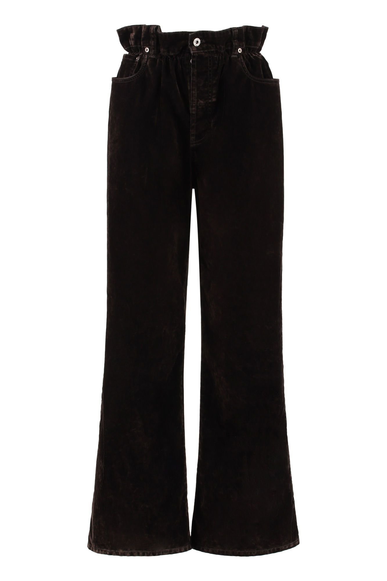 Miu Miu Dark Brown Velvet Wide-leg Pant In Brown