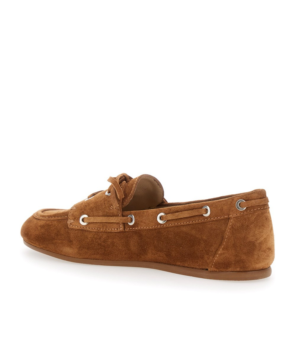 Stuart Weitzman Tinsley Moccasin Suede Loafers In Brown