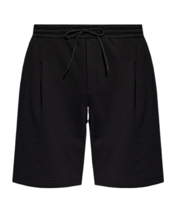 Emporio Armani Paneled Cotton Bermuda Shorts In Black