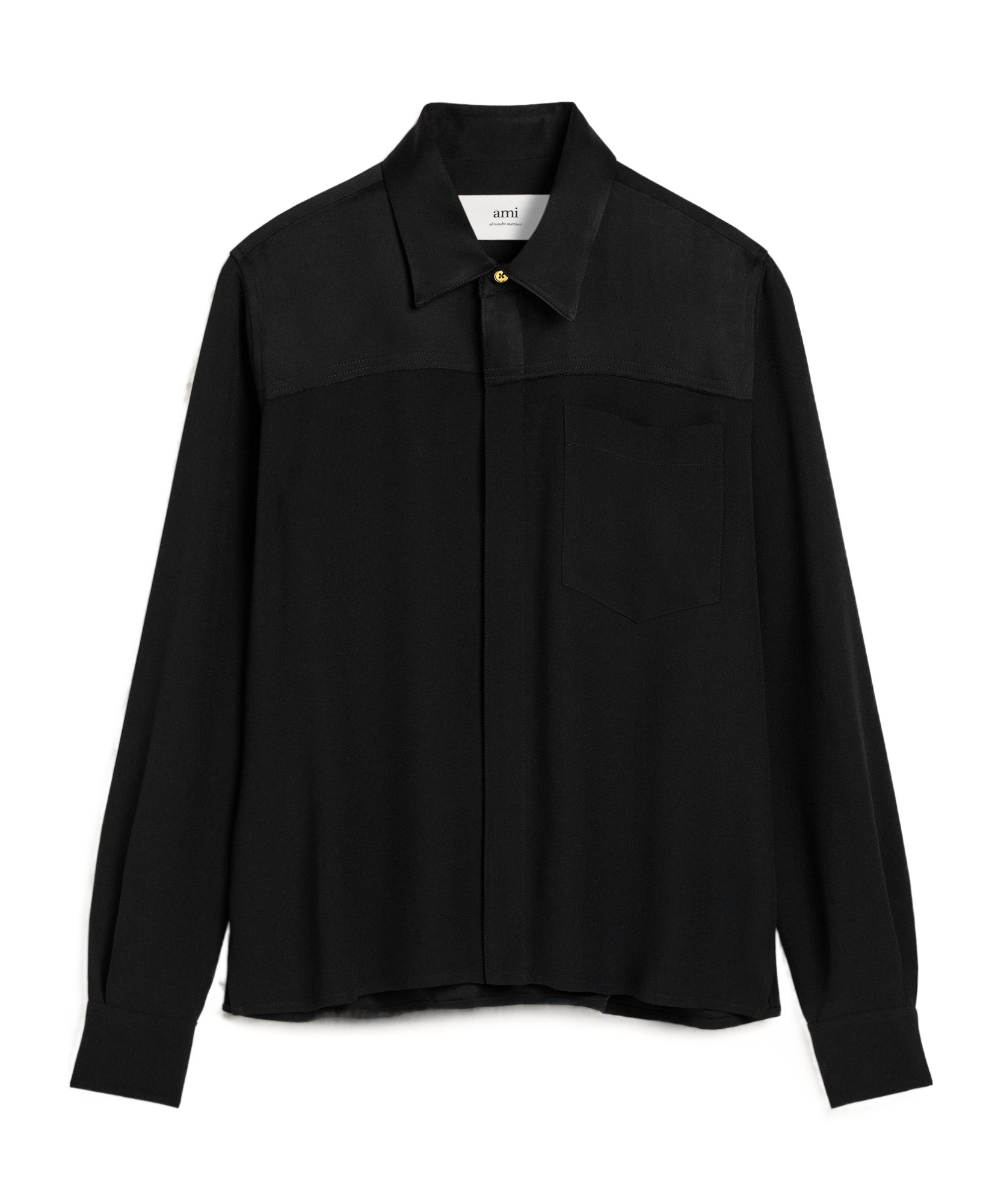 Shop Ami Alexandre Mattiussi Lapel Long-sleeved Shirt In Black