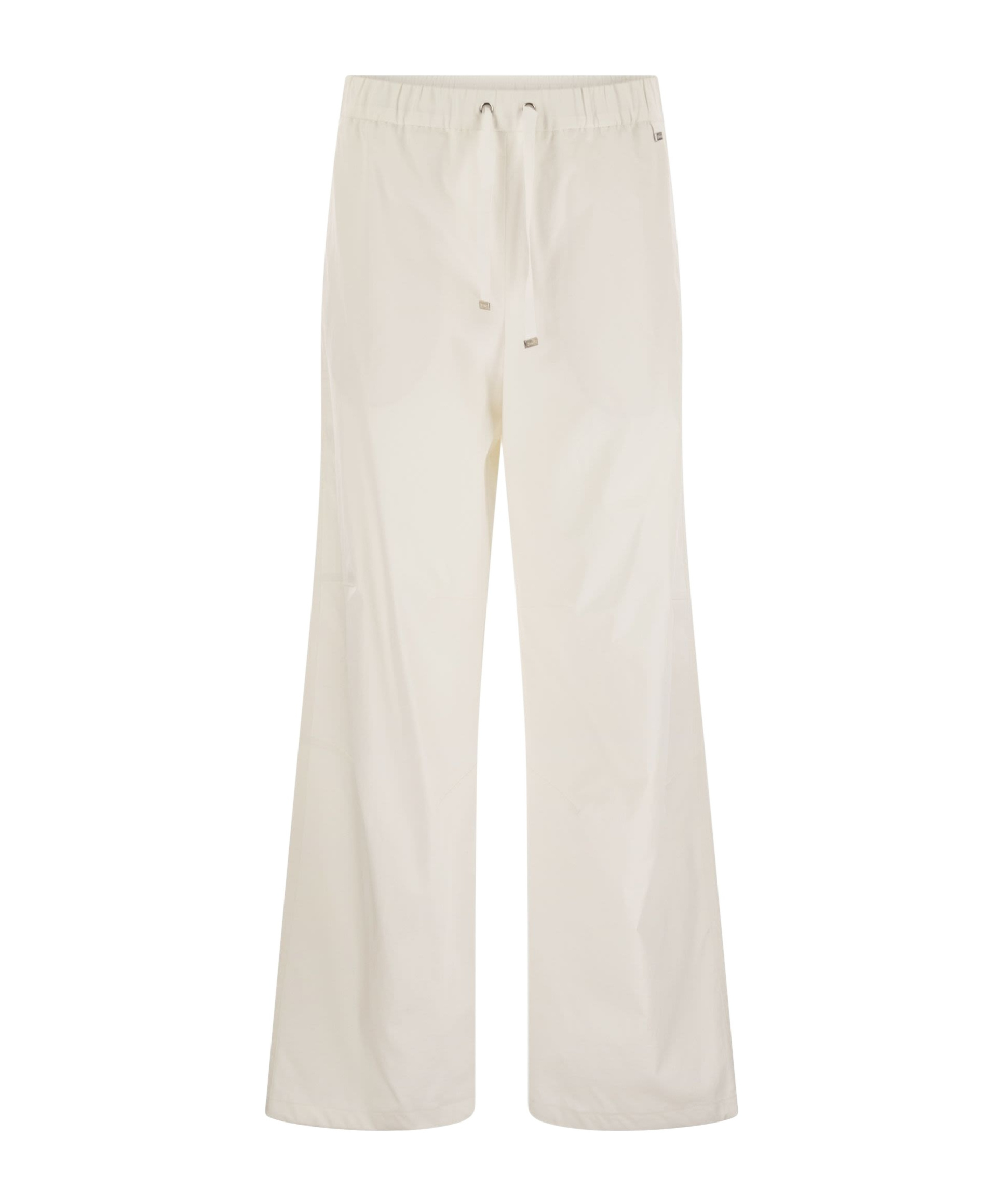 Herno Resort Trousers In Cotton Feel With Drawstring In White