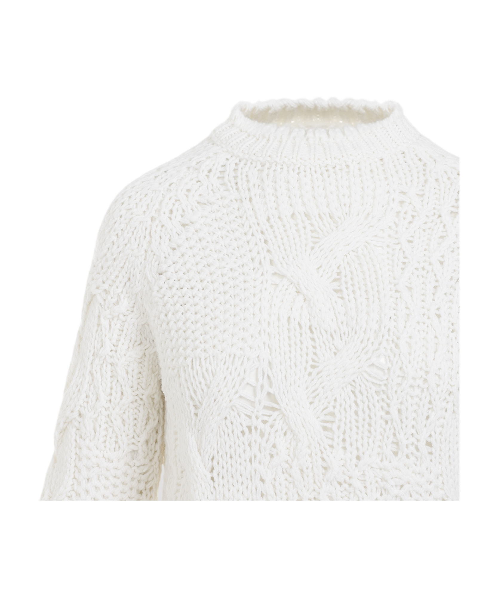 Ermanno Scervino Lace-detail Virgin Wool Blend Jumper In White