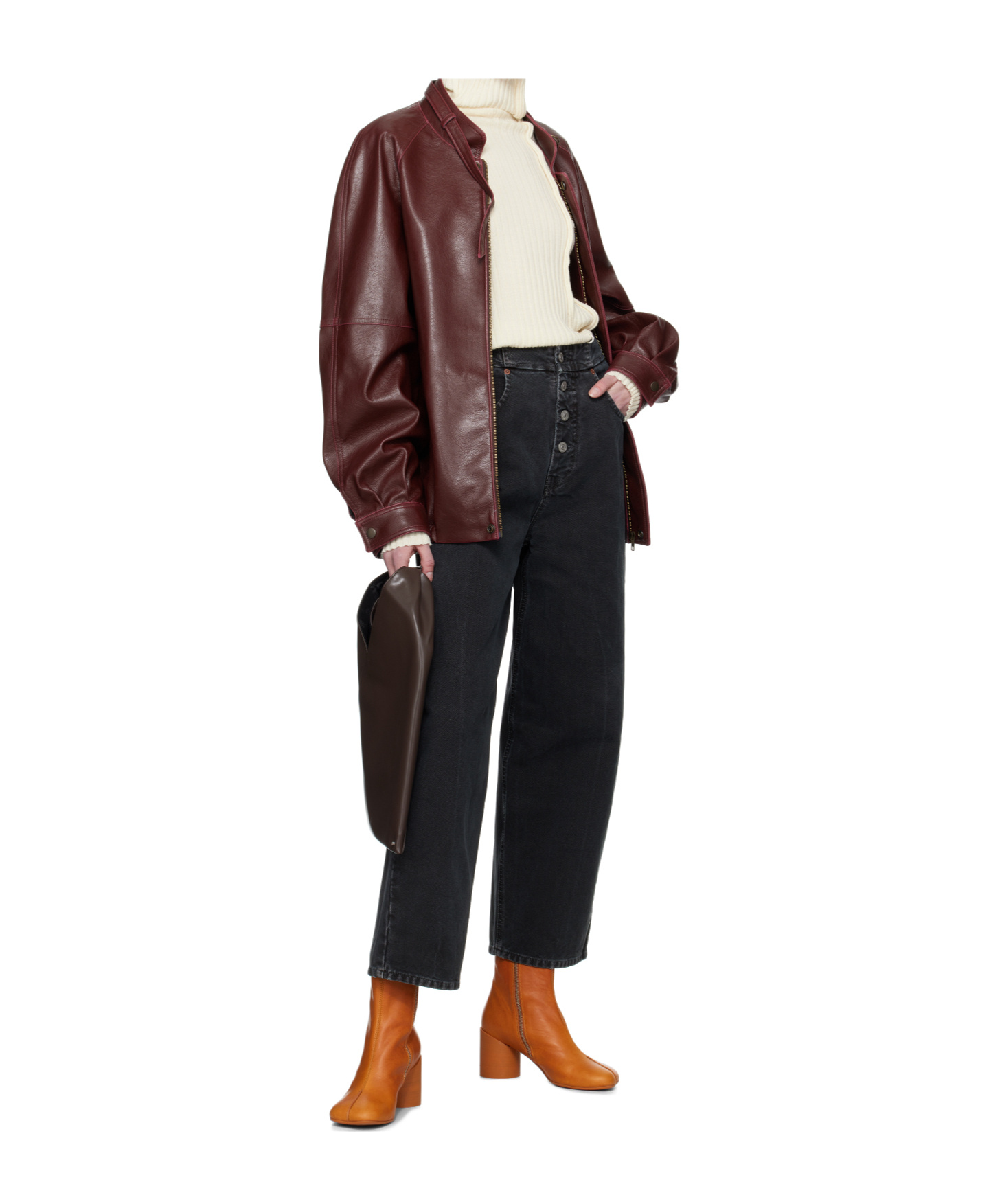 Mm6 Maison Margiela Bicolor Straight Denim Jeans In Black