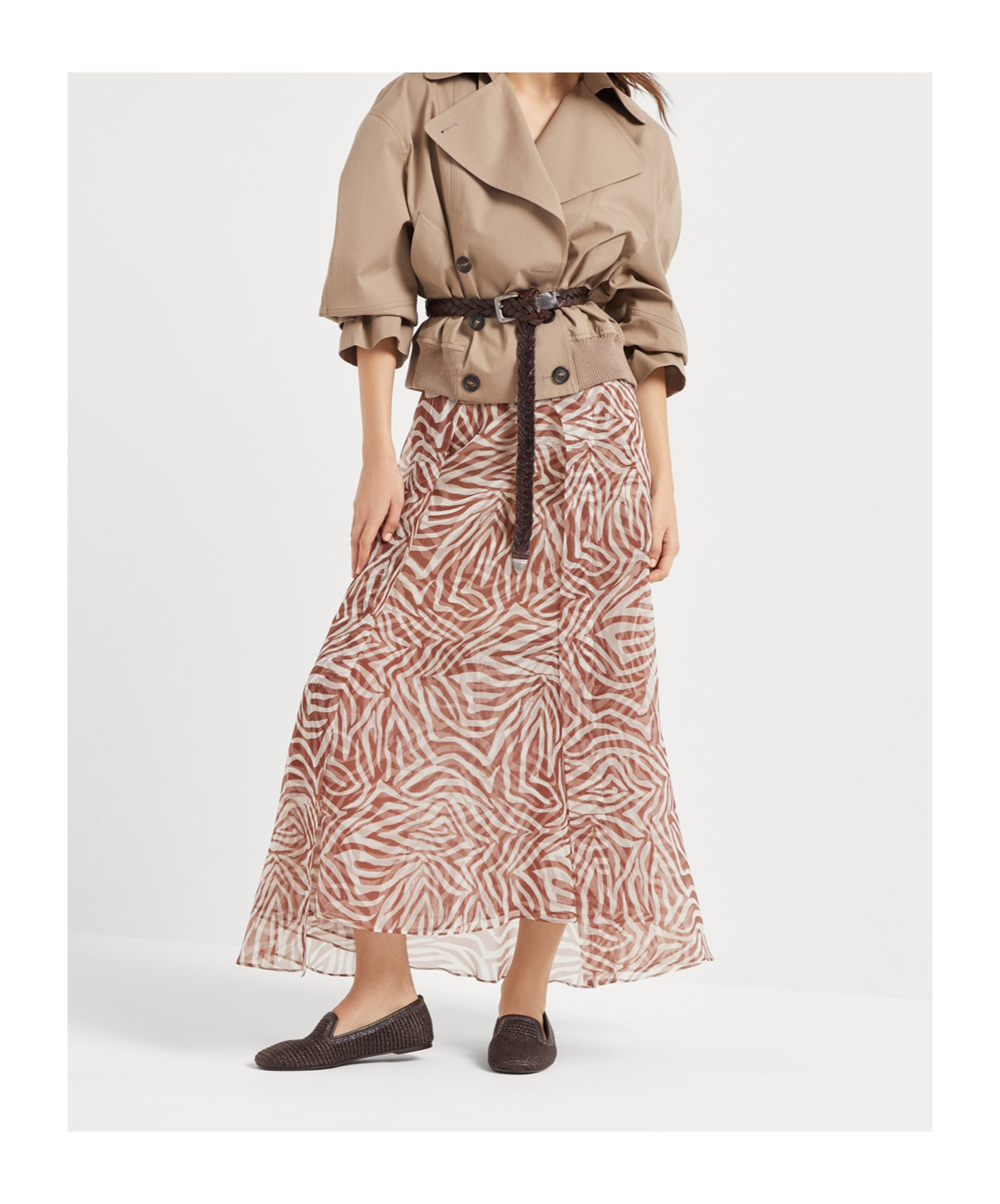 Brunello Cucinelli Paneled Circle Skirts Multicolor In Nude