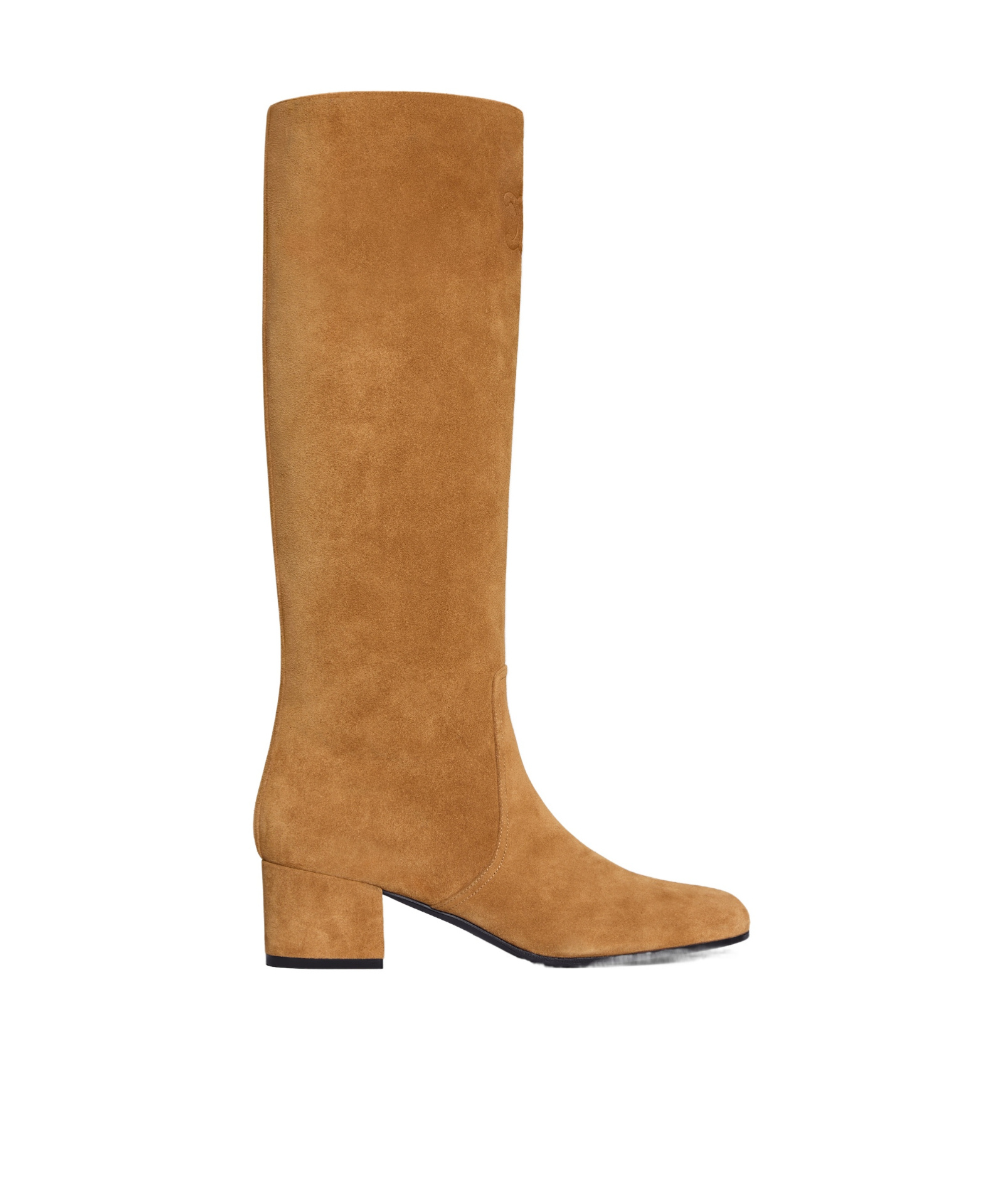 Celine Les Bottes Triomphe High Boot In Suede Calfskin In Brown