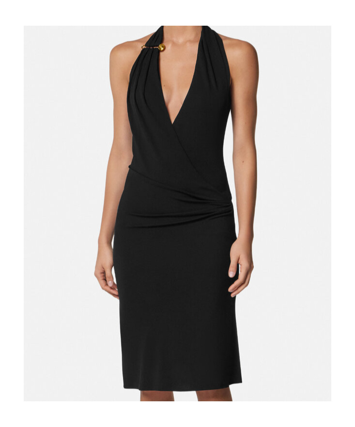 Versace Halterneck Crêpe Midi Dress