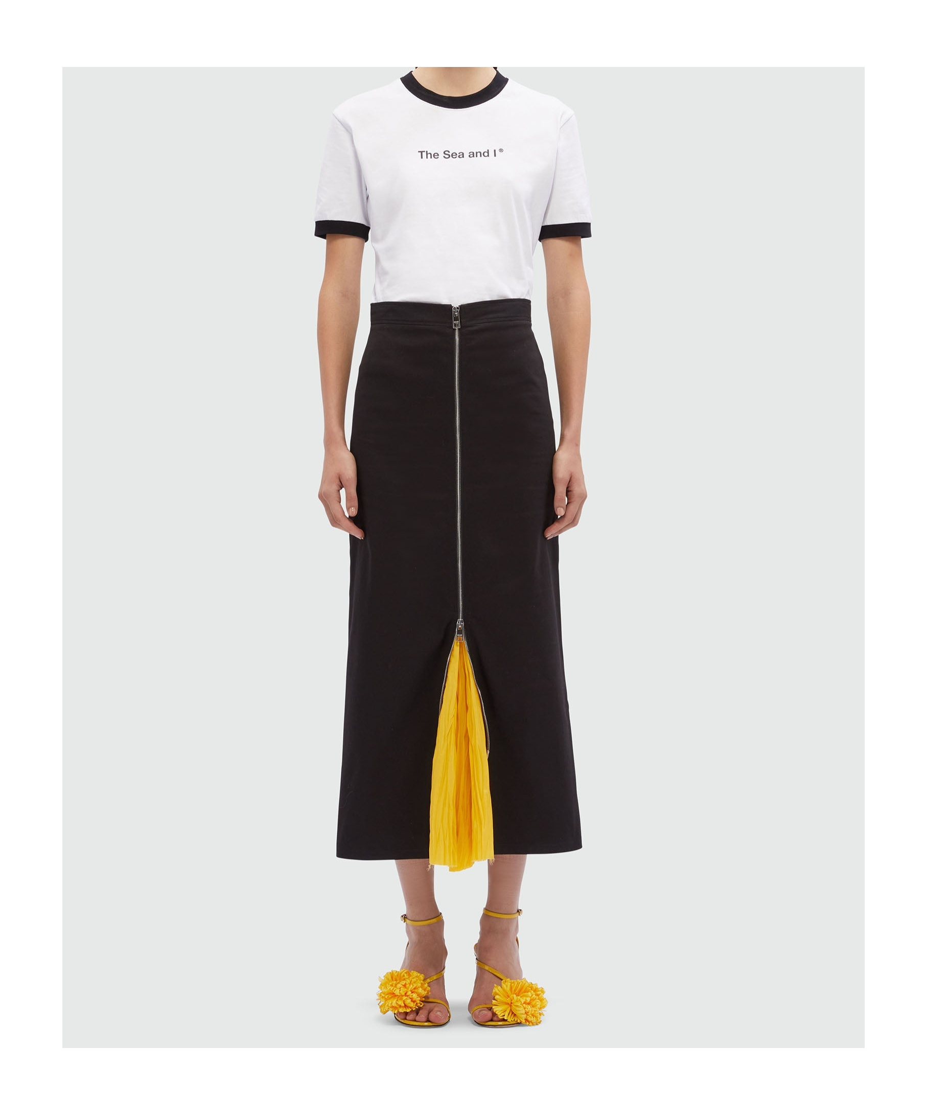 Msgm Cotton Midi Skirt In Black