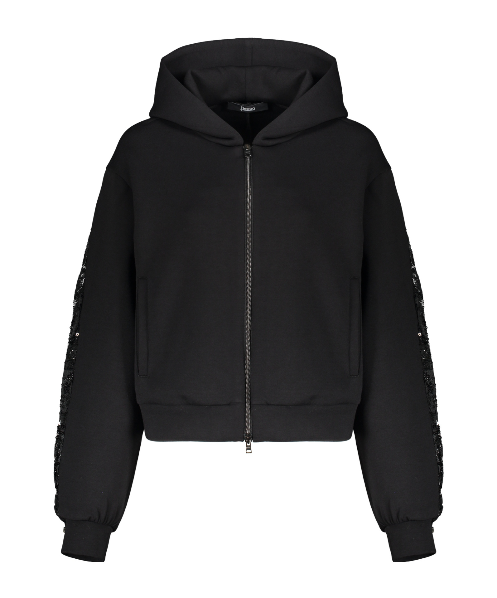 Herno Zip-up Hooded Sweatshirt In Black