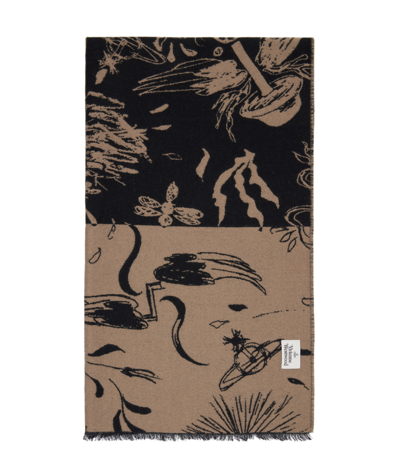 Vivienne Westwood Short Tassel Scarf In Black