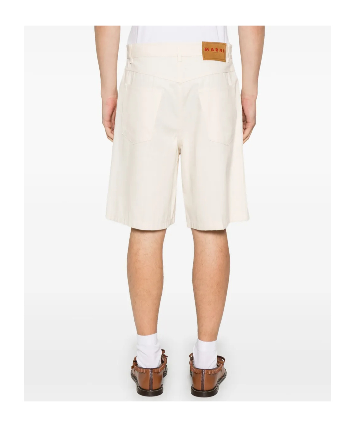 Marni Logo Plaque Denim Shorts In Pink
