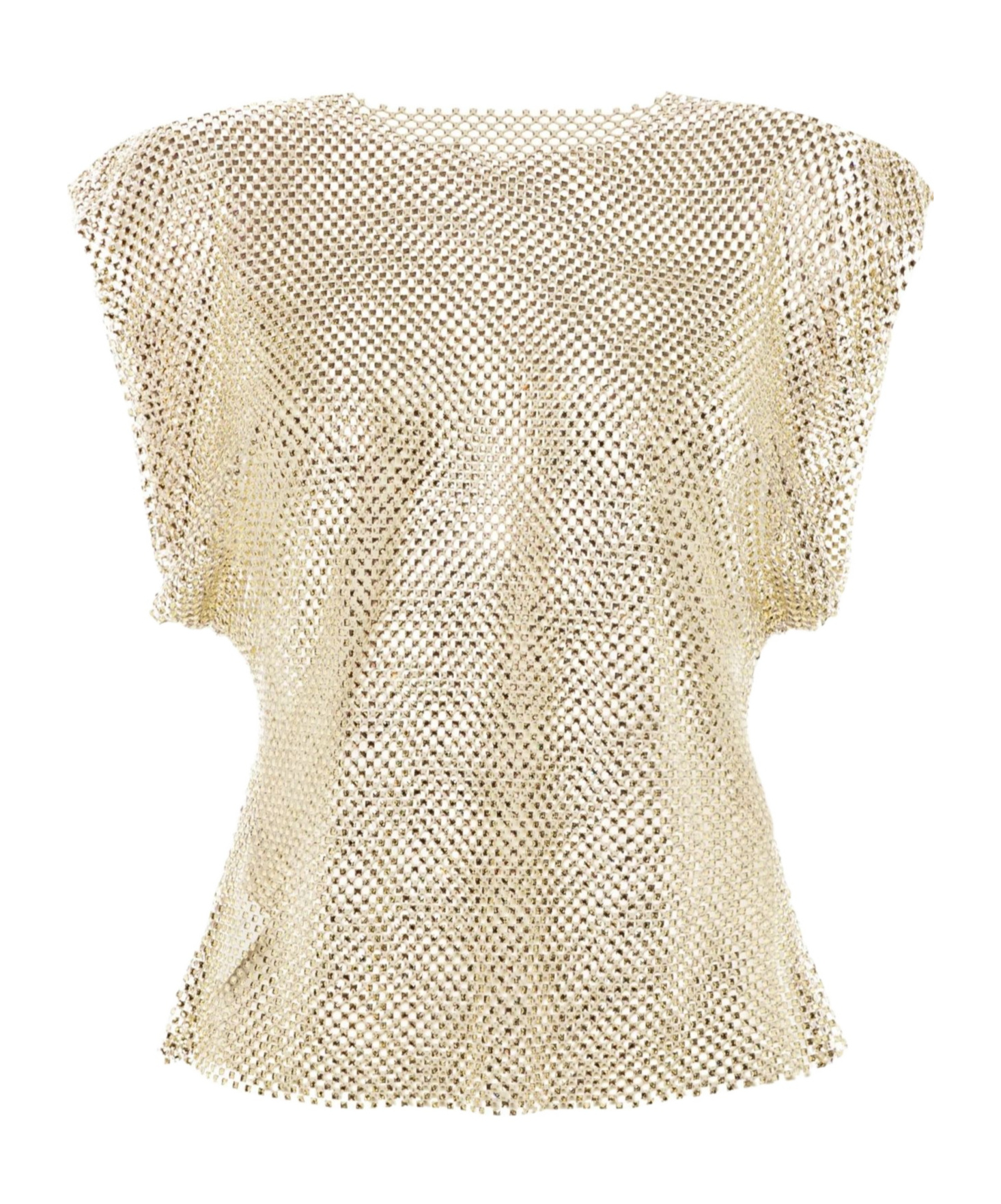 Philosophy Di Lorenzo Serafini Gold Rhinestone Sheer Sleeveless Blouse In Nude