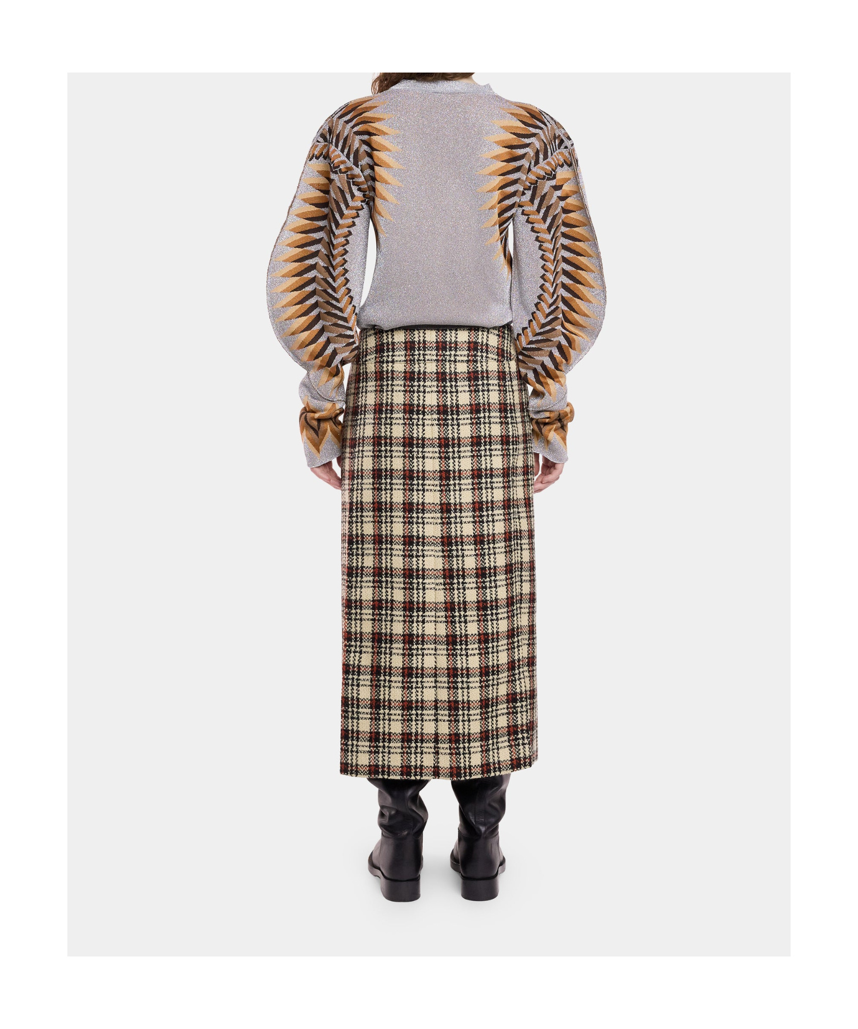 Rabanne Silver Lurex Jacquard Pullover In Gray