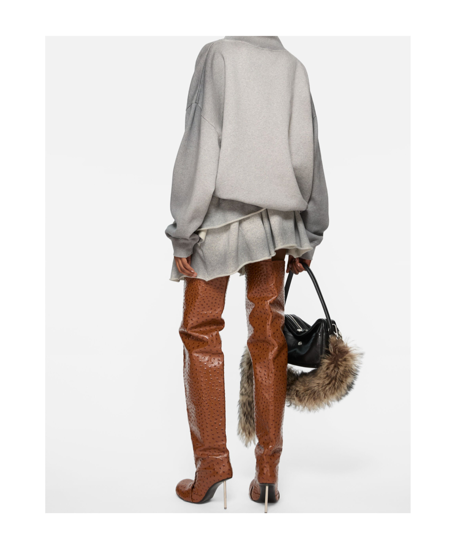 Acne Studios Grey Oversized Turtleneck Sweatshirt Women In Gray