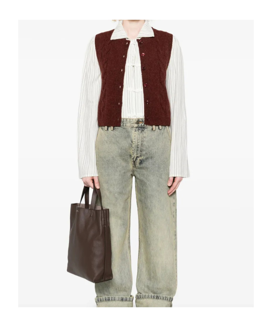 Apc Cable Knit Sleeveless Jumper And Buttons In Brown
