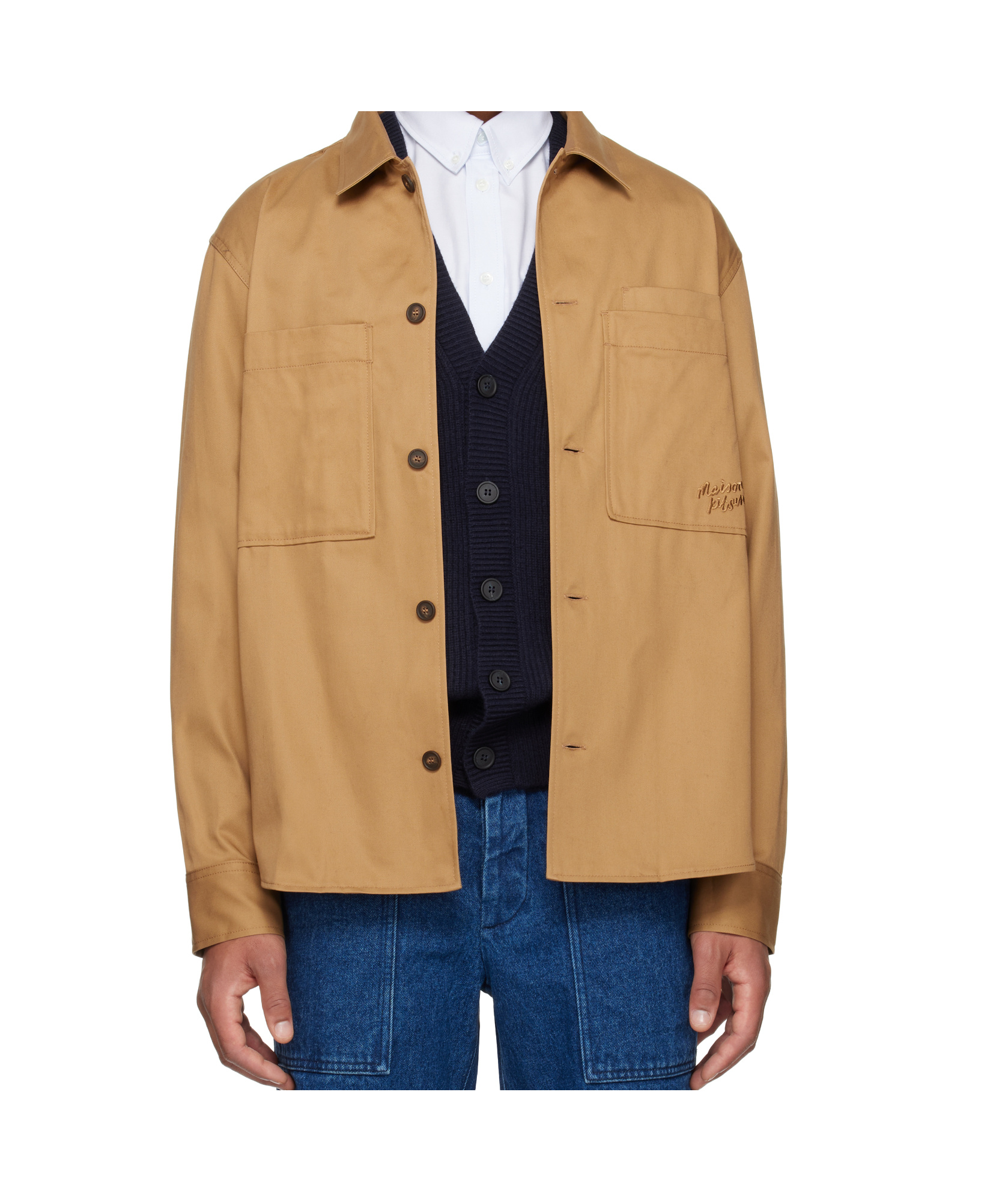 Maison Kitsuné Long-sleeved Jacket In Brown