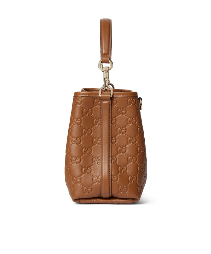 Gucci Gg Emblem Small Bucket Bag In Brown