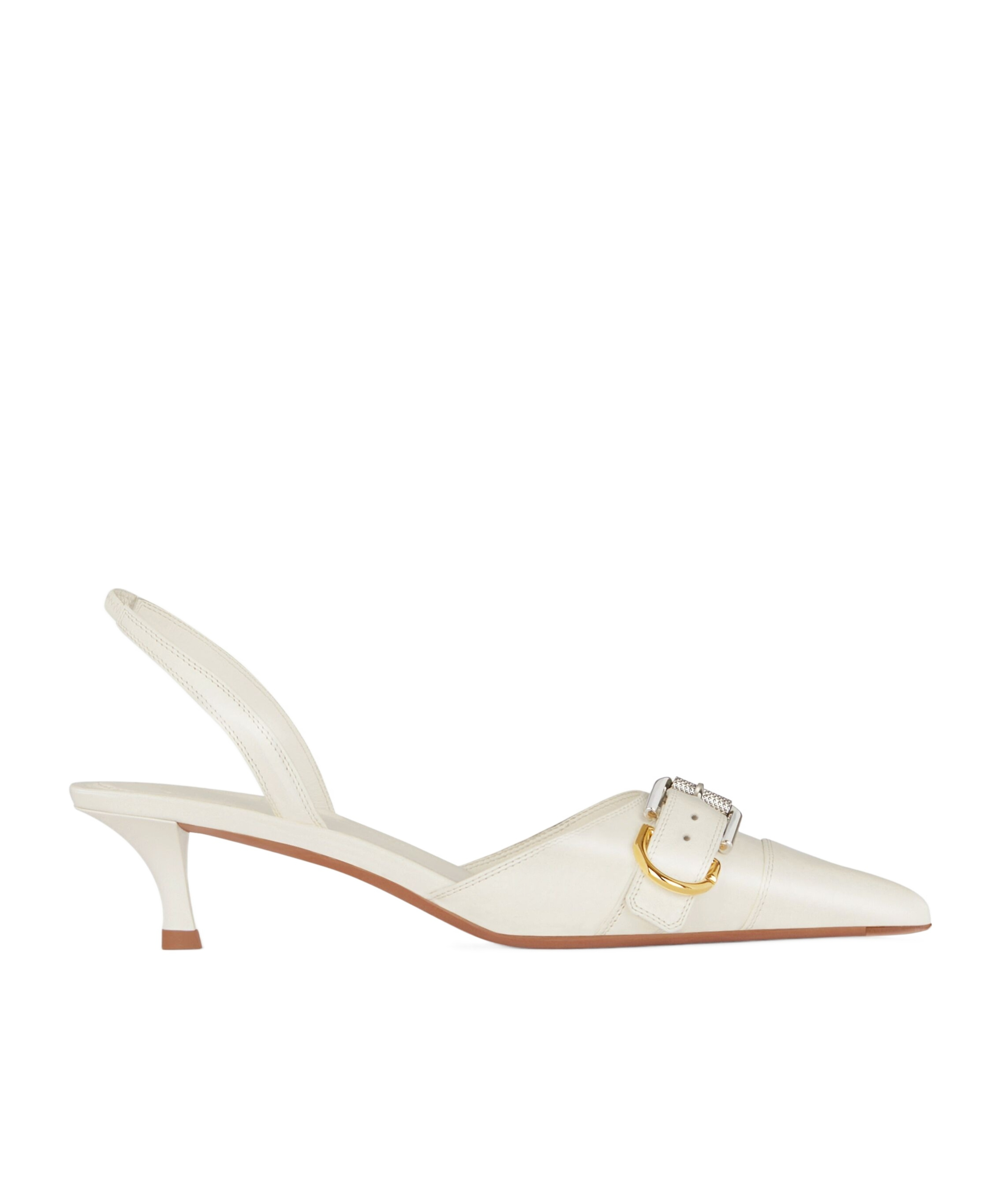 Givenchy Voyou Leather Buckle Slingback Pumps In White