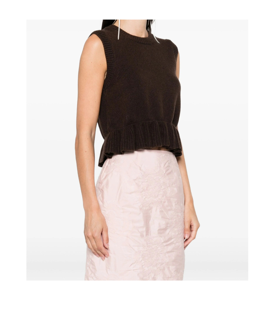 Cecilie Bahnsen Wool Cashmere Sleeveless Knitted Vest In Brown