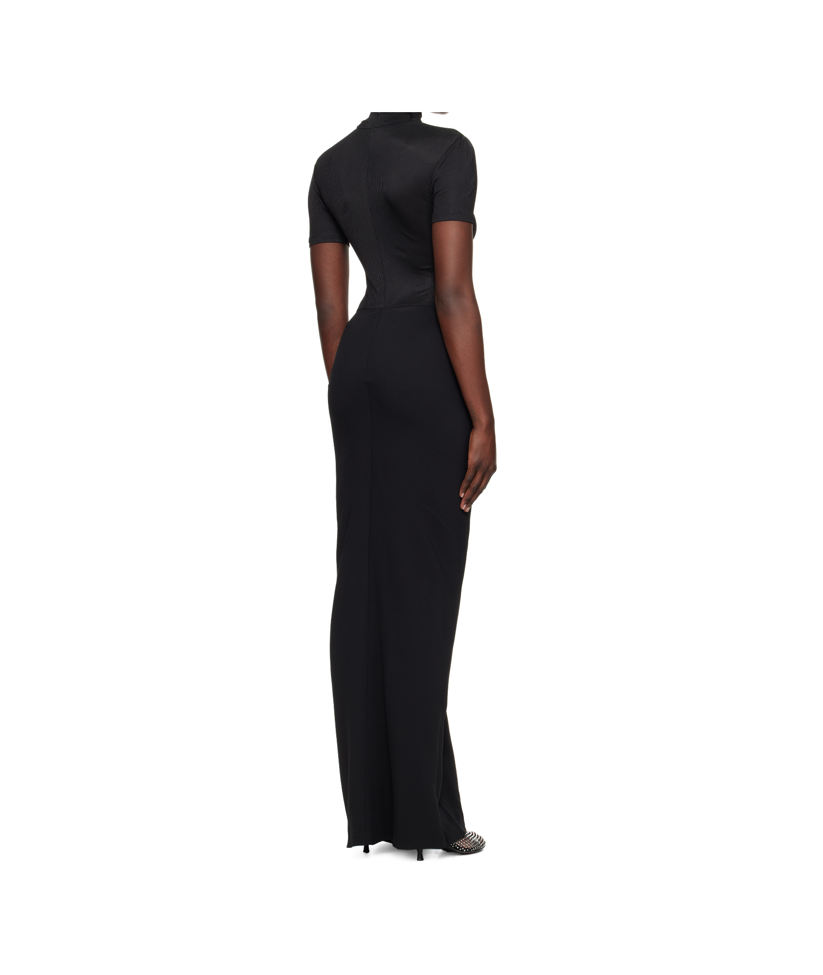 Christopher Esber Fusion Ruched Faille T-shirt Gown In Black