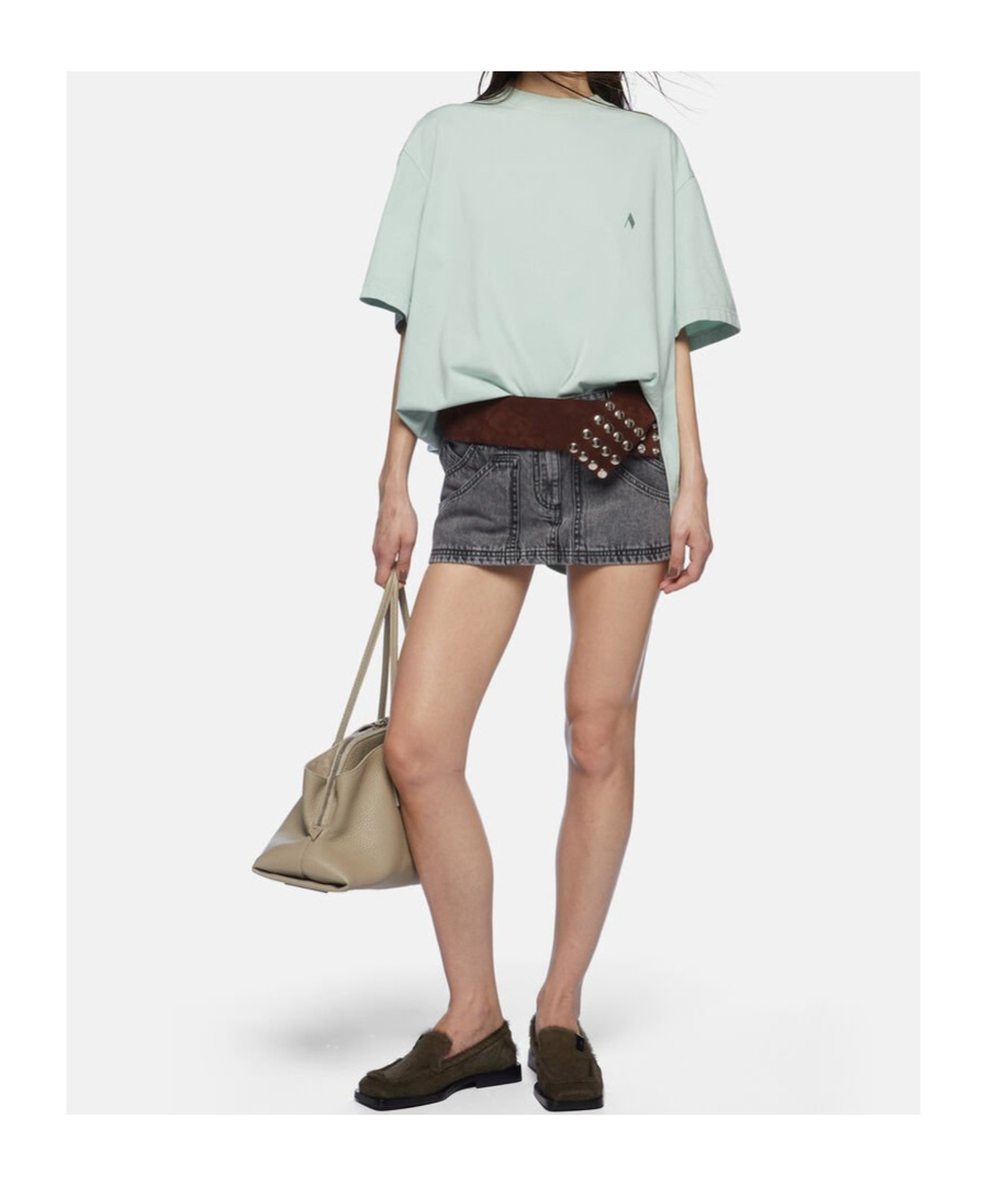 Attico Gray High-waisted Slim Fit Denim Mini Skirt In Black