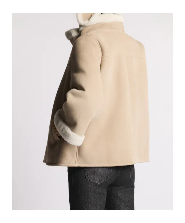 Fay Cape In Sheepskin In Brown