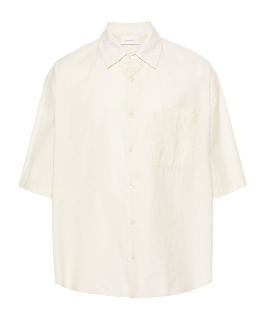 Lemaire Short Sleeved Buttoned Shirt In White