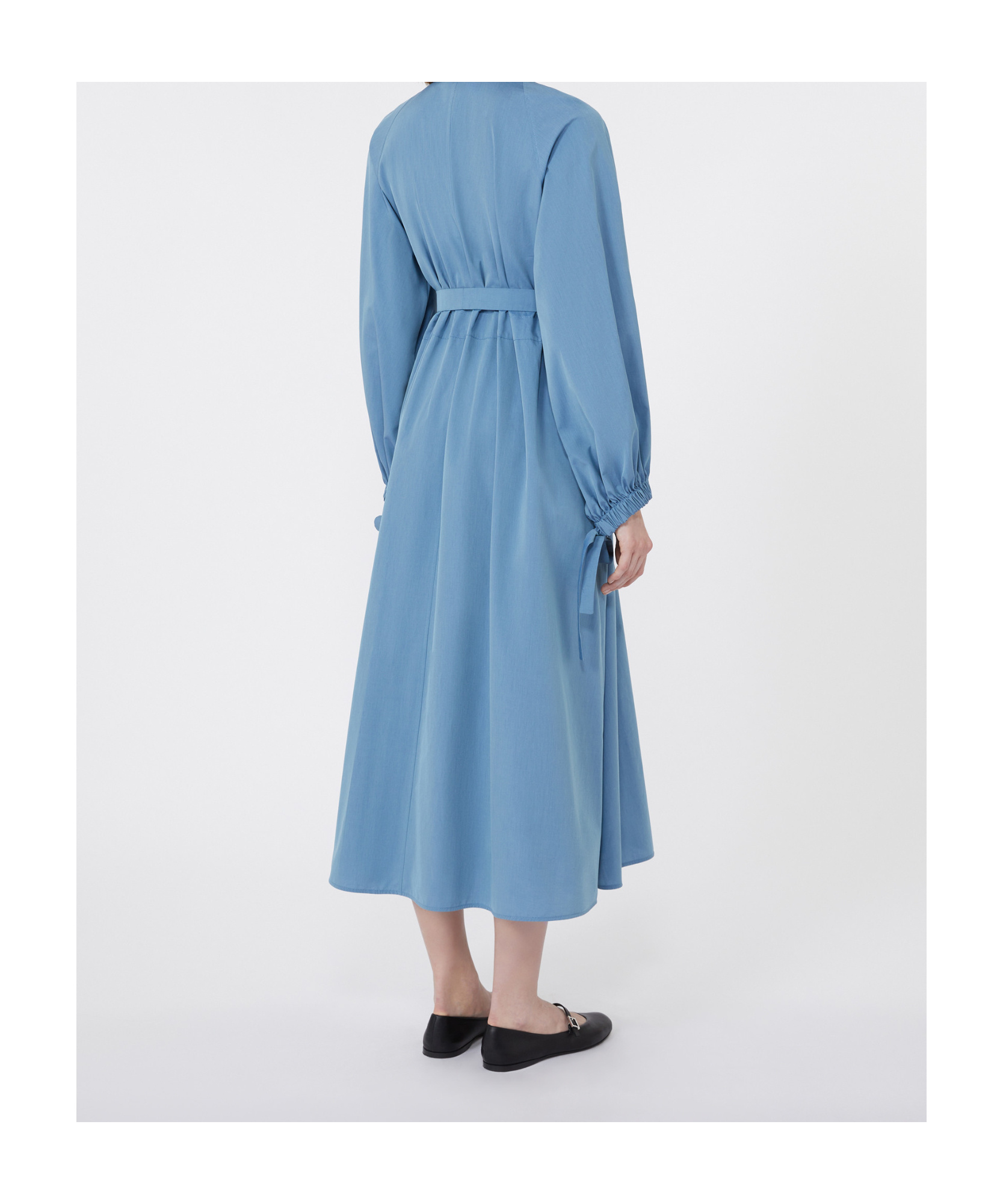 Max Mara Long Taffeta Shirt Dress In Blue