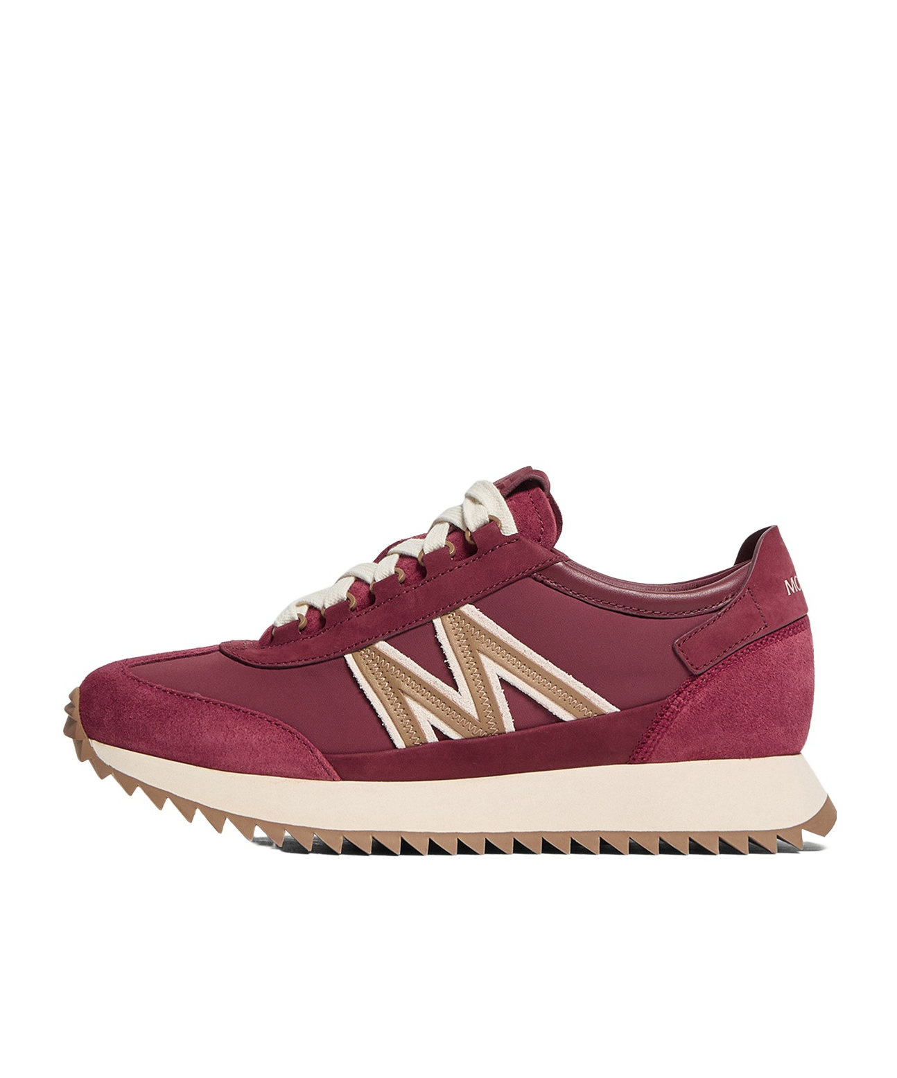 Moncler Pacey2 Suede And Nubuck Low-top Sneakers In Burgundy