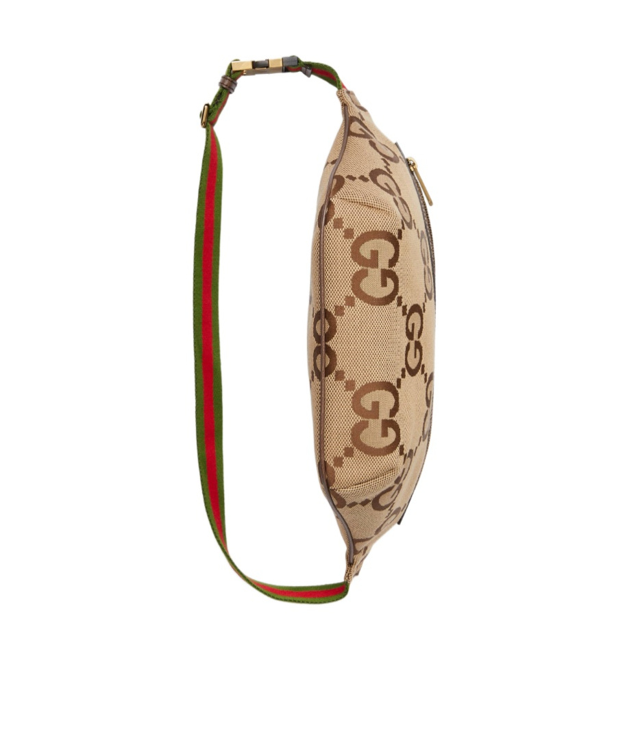 Shop Gucci Jumbo Gg Belt Bag In Brown