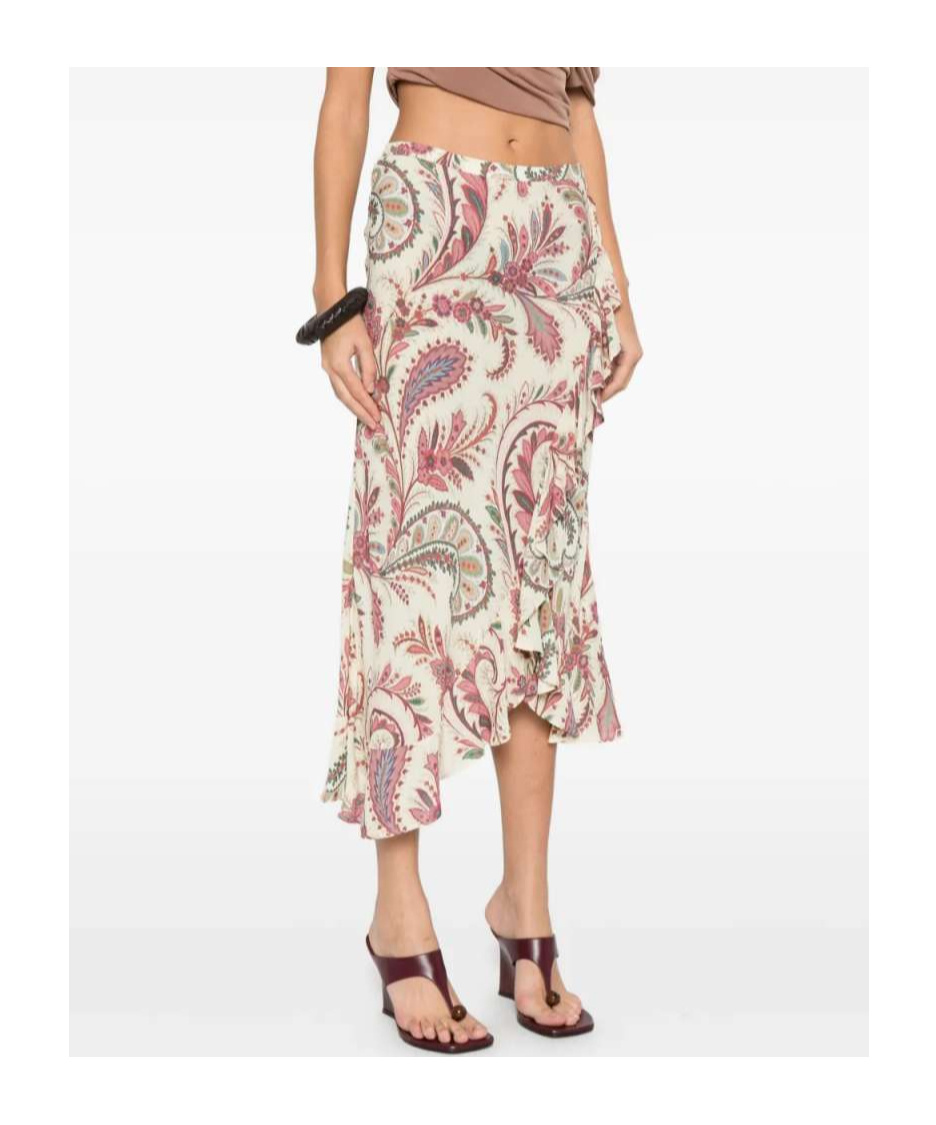 Etro Printed Midi Skirt In Brown