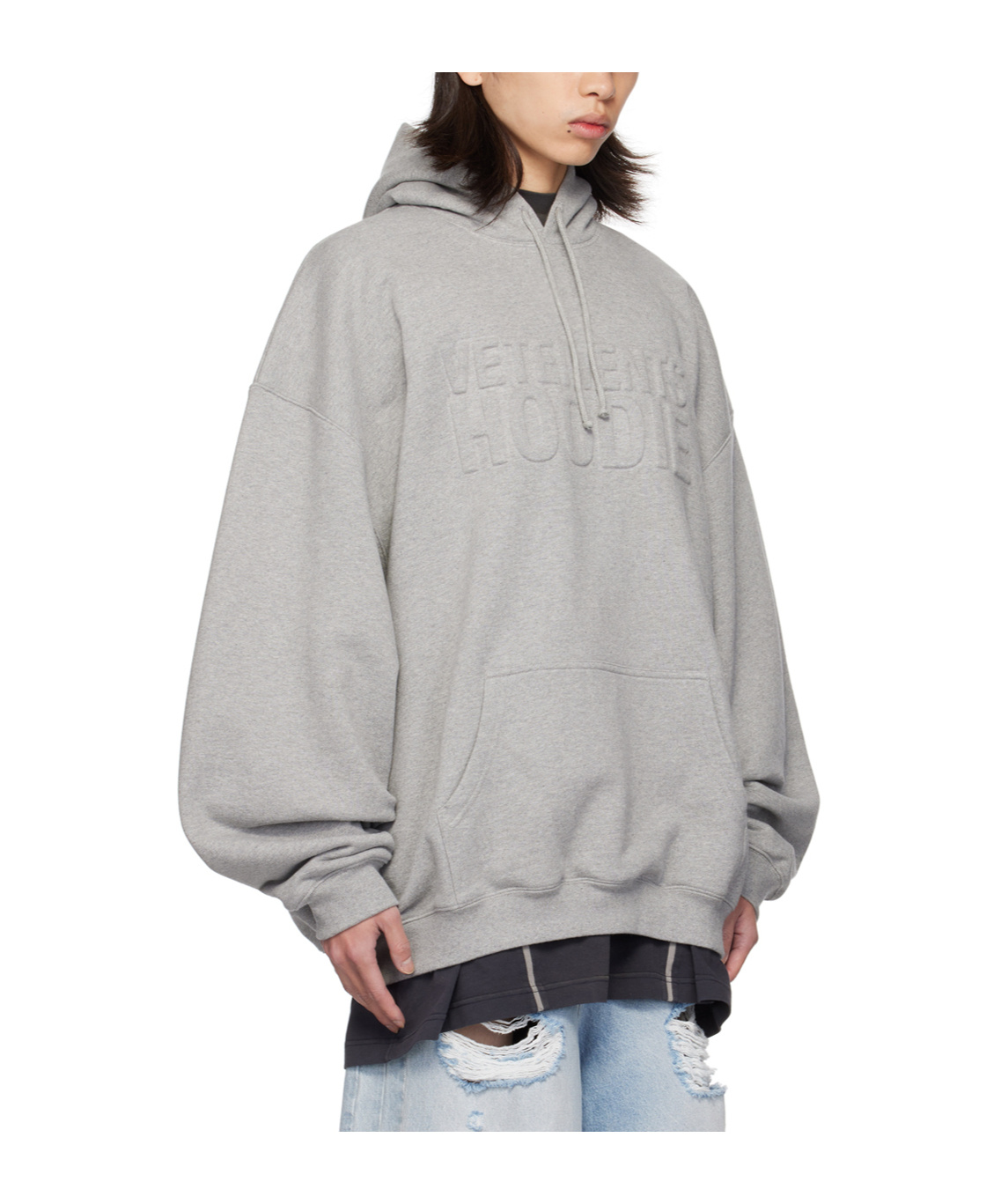 Vetements Gray Illusion Logo Hoodie In Gray