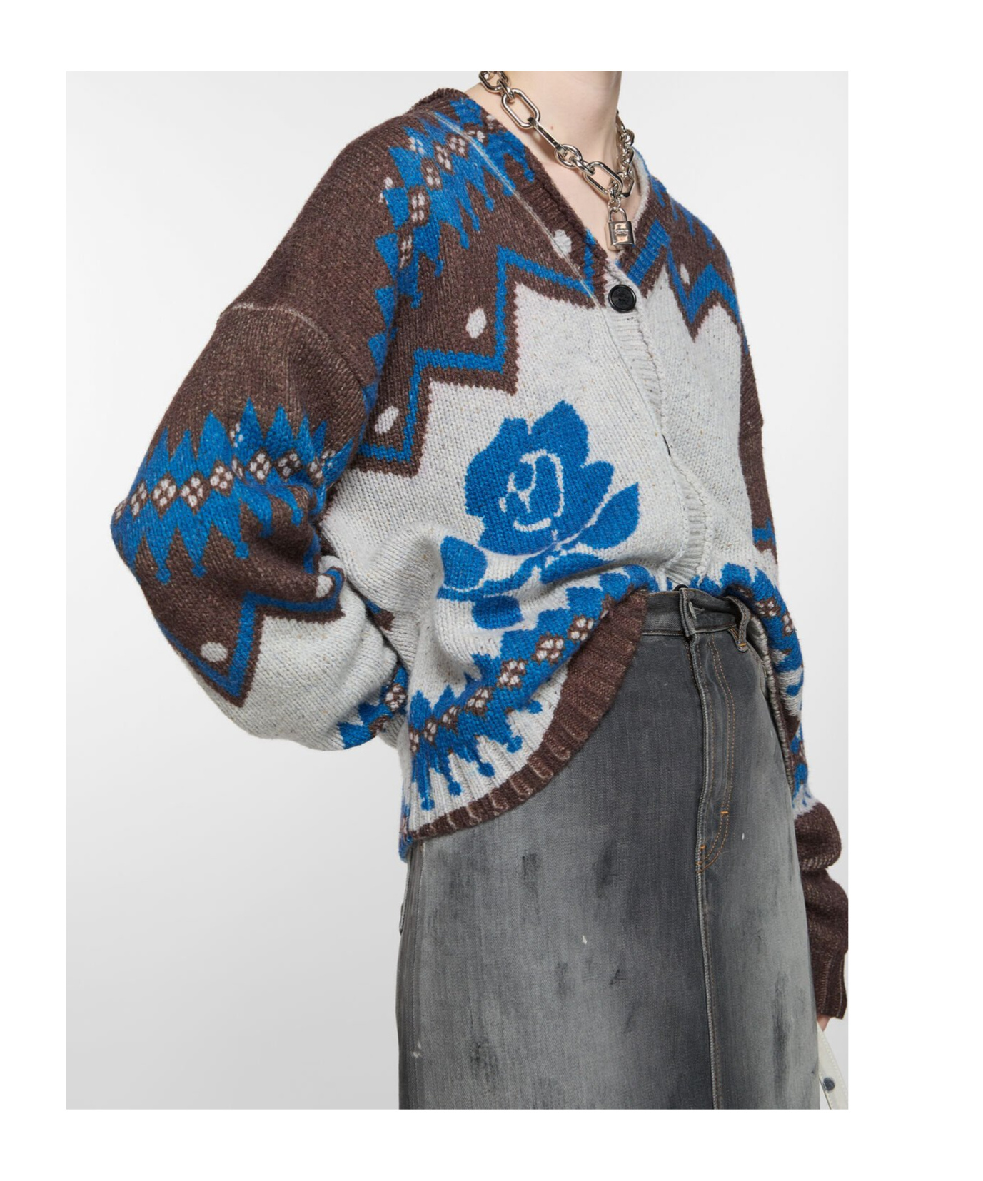 Acne Studios Jacquard Wool Cardigan In White
