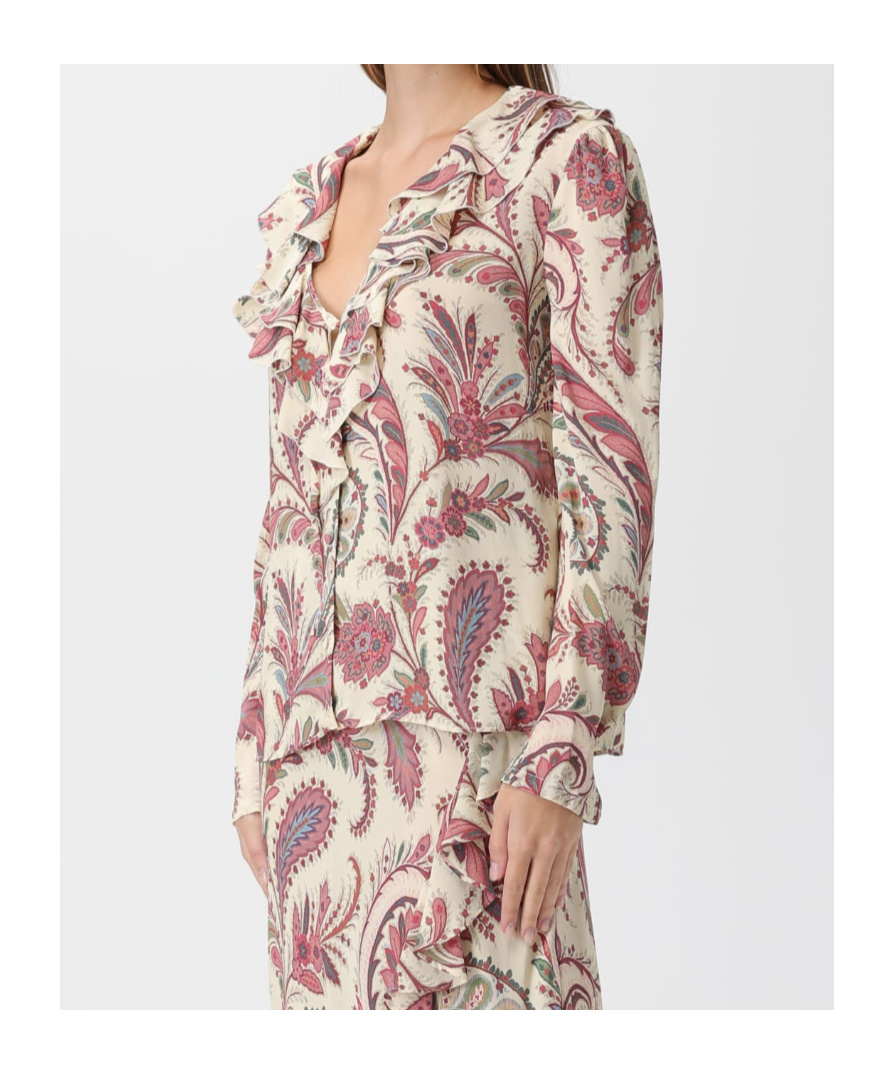 Etro Printed Poplin Shirt In Brown