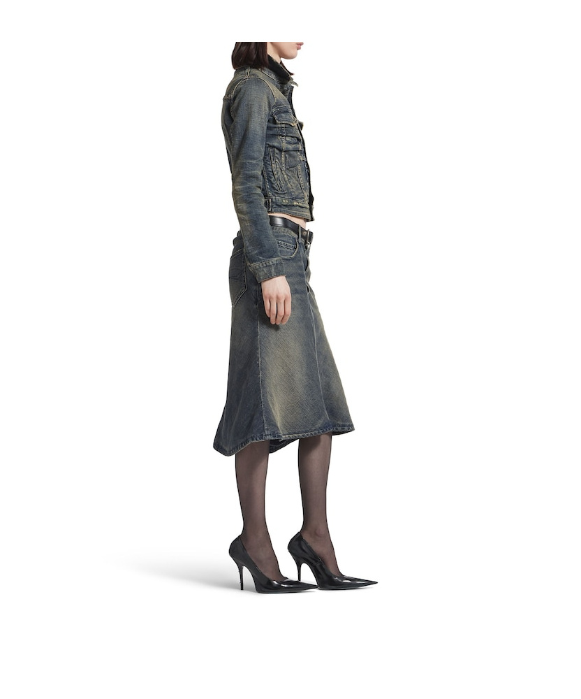 Balenciaga Women's Ruched Denim Jacket In Blue In Blue