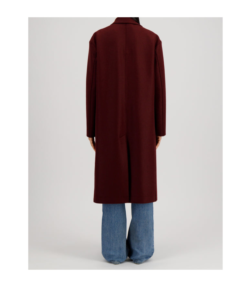 Harris Wharf London Chester Button-fastening Wool Coat In Burgundy