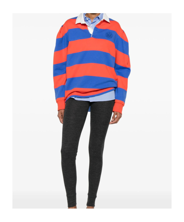 Apc Logo-detail Striped Polo Shirt In Orange