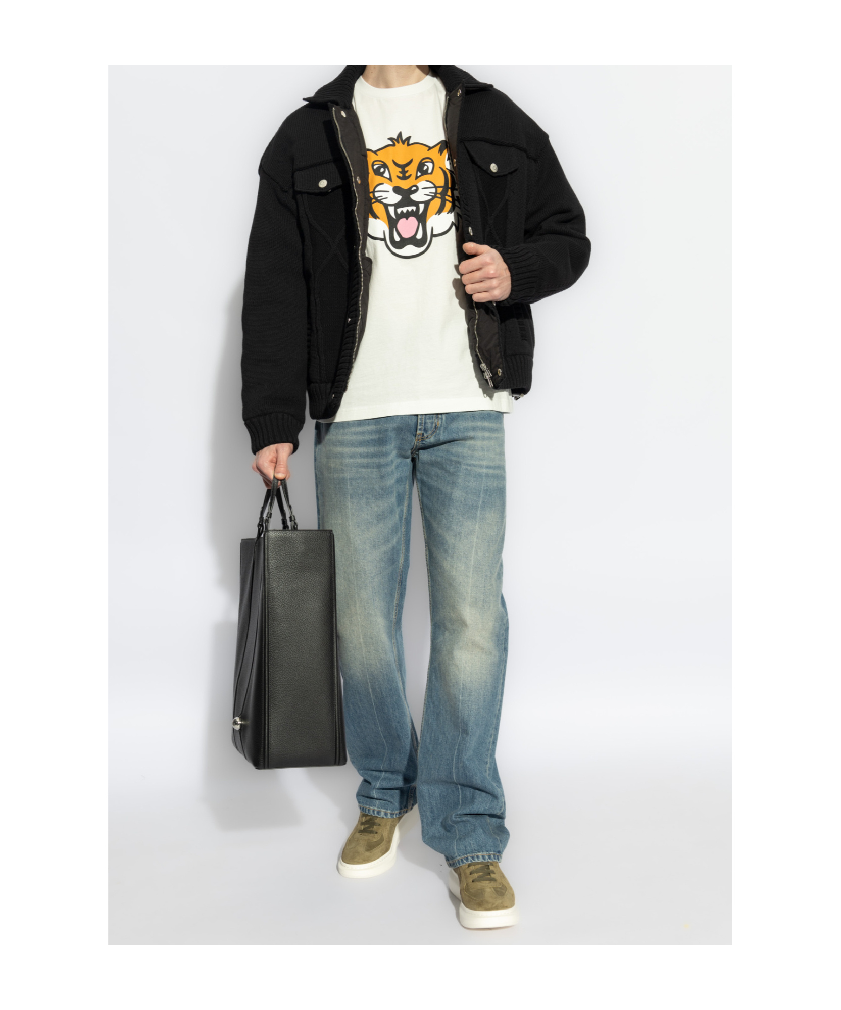 Kenzo Happy Tiger Classic Cotton T-shirt In White