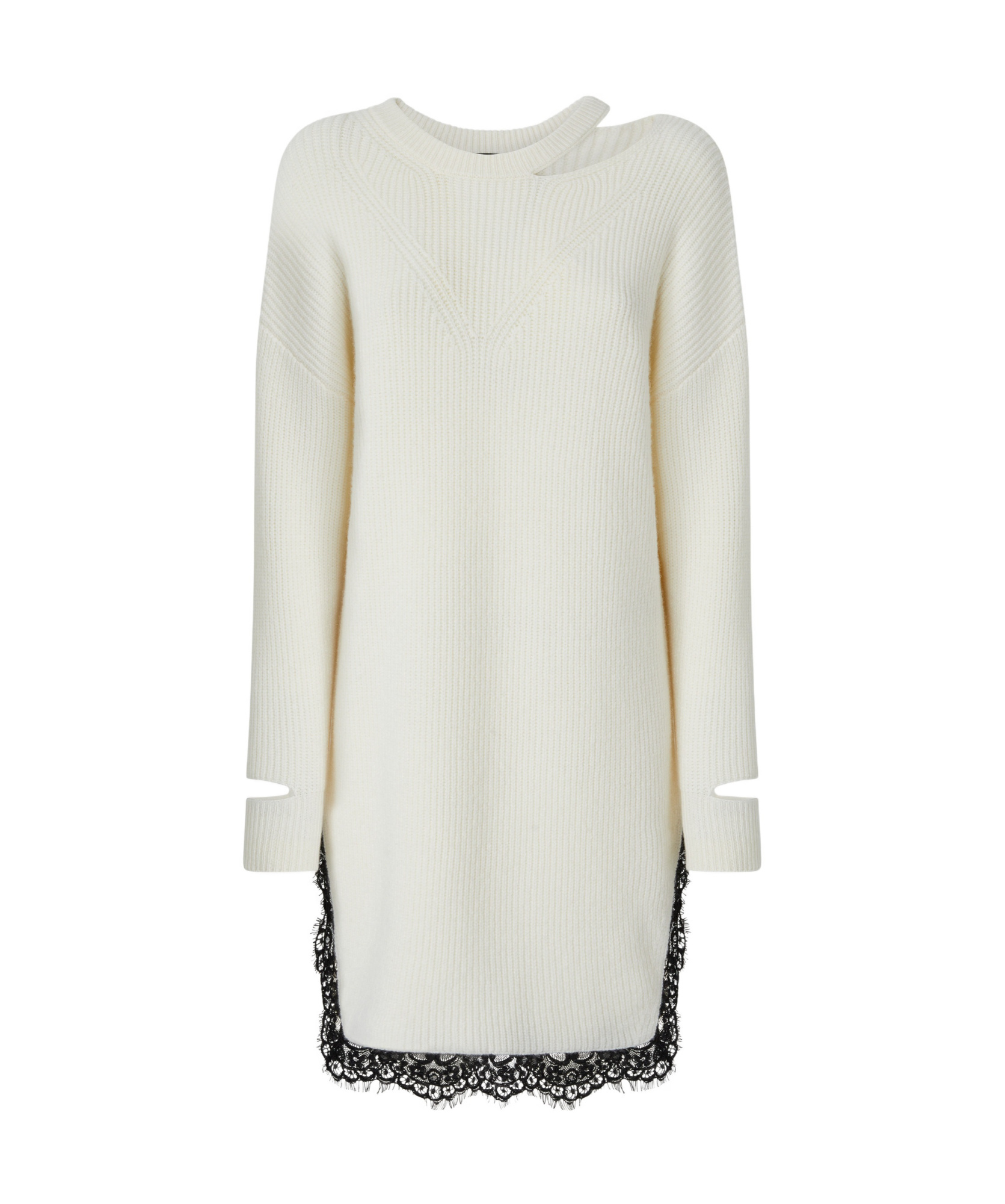 Pinko Knit Mini Dress With Lace In White