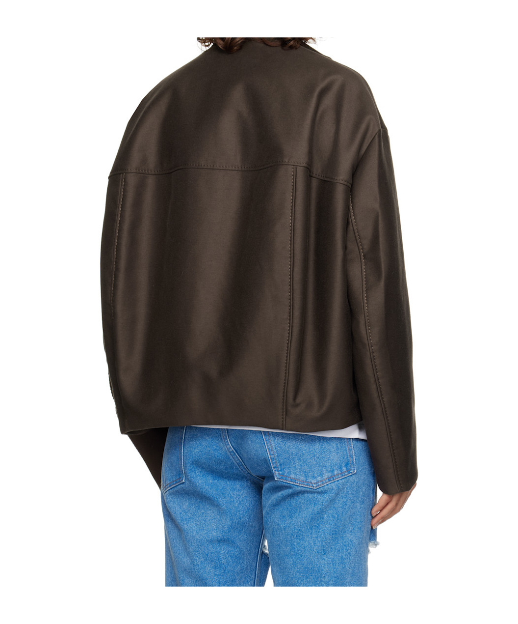 Marni Brown Cropped Cocoon Jacket In Black